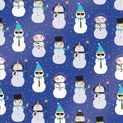 Snowman Party Metallic Blue Highlight Wholesale Packaging Gift Wrap