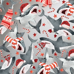 Christmas Shark Metallic Silver Highlight Wholesale Packaging Gift Wrap