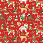 Canine Christmas Metallic Gold Highlights Wholesale Packaging Gift Wrap