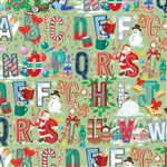 Christmas Alphabet Mint Metallic Silver Highlights Wholesale Packaging Gift Wrap