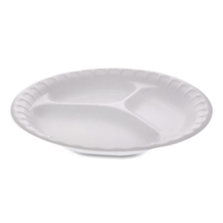 Foam Plate 10" 3-compartment, 500/cs