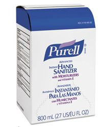 Purell Advanced Hand Sanitizer Gel, Bag-in-Box, 800 mL Refill, Unscented, 12/cs