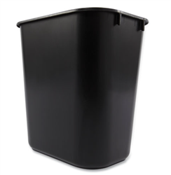 Rubbermaid Deskside Plastic Wastebasket, 3.5 gal, Black