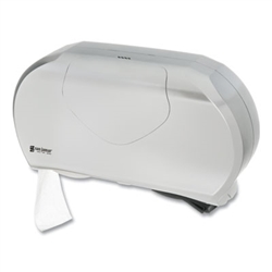 San Jamar Twin 9" Jumbo Bath Tissue Dispenser, Faux Stainless Steel