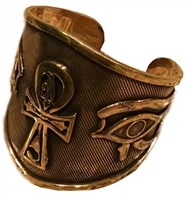 KemetArt Egyptian Bronze Bangle ( Ankh & Eye )