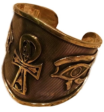 KemetArt Egyptian Bronze Bangle ( Ankh & Eye )