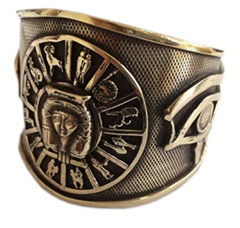 KemetArt Egyptian Bronze Bangle ( Zodiac & Hathour )