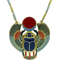 Egyptian Jewelry Bronze Scarab Beetle Pendant with Chain