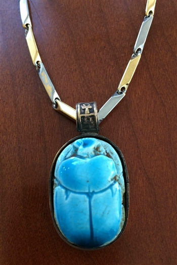 Scarab Stone with Stainless Steel Necklace