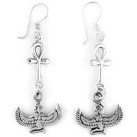 Winged Isis & Ankh Earrings