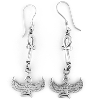 Winged Isis & Ankh Earrings