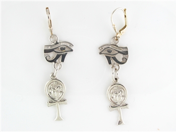 Eye of Horus & Ankh Earrings