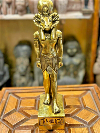 New Egyptian Amun Statue Gold Leaf Museum Replica (12 inches High)
