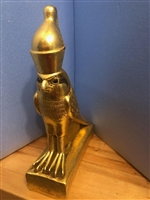 New Egyptian Museum Replica Horus Stone Statue Gold Leaf 11 inch high