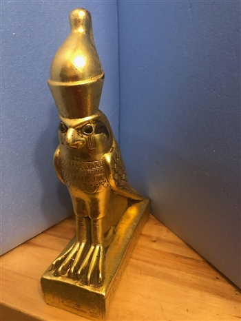 New Egyptian Museum Replica Horus Stone Statue Gold Leaf 11 inch high