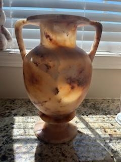 Museum Replica Beautiful Egyptian Hand Carved Alabaster vase 12 x9 inches