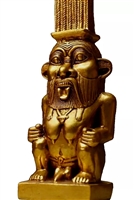 Egyptian God Bes Statue Gold Leaf Museum Replica
