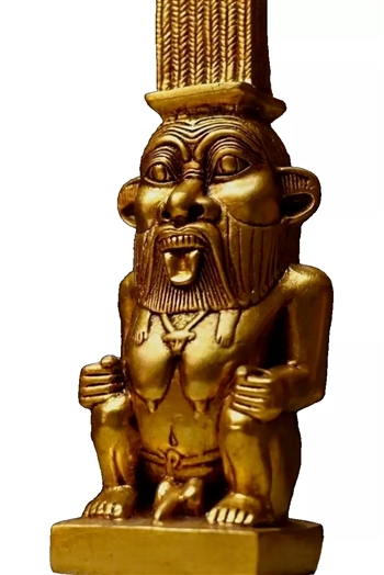 Egyptian God Bes Statue Gold Leaf Museum Replica