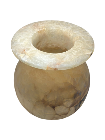 Museum Replica Beautiful Egyptian Hand Carved Alabaster Vase 8 x 8 inches