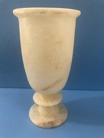 Egyptian Museum Replica Hand Carved Alabaster Cup 10 x 5.5 inches