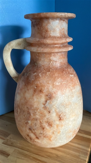Museum Replica Egyptian Hand Carved Alabaster Vase 14 X 10 Inches