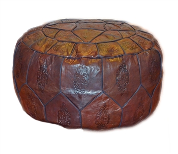 Egyptian Morrocan Handmade Genuine Leather Ottoman Pouf Xl (Dark Brown)