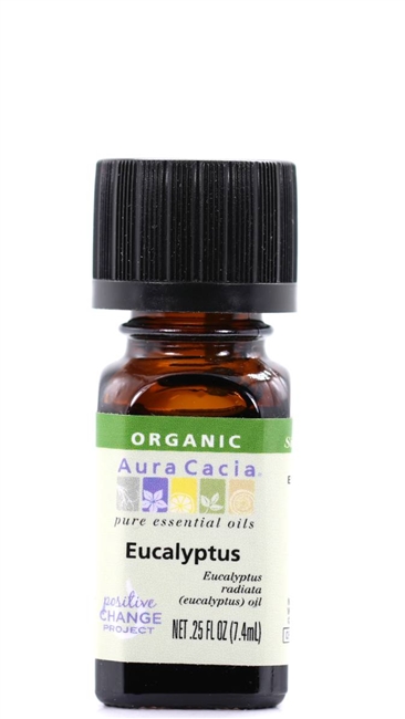 Aura Cacia organic essential oil of Eucalyptus (Radiata) , .25 fl. oz, 7.4 ml
