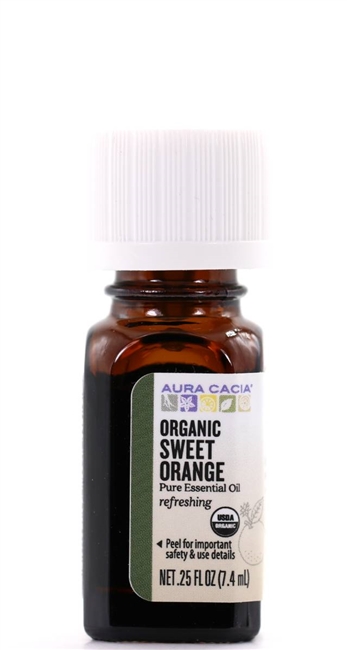 Aura Cacia organic essential oil of orange, sweet, .25 fl. oz, 7.4 ml