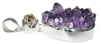 amethyst cluster points with Herkimer diamond top accents, .925 sterling silver earrings 1-3/4"