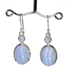 blue lace agate oval cabochons with rainbow moonstone tops in sterling silver earrings 1-1/2"