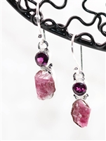 pink tourmaline earrings, 1-1/4"