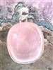 rose quartz cabochon softly squared or rounded edging large stone visible inclusions in sterling silver 1-5/8"