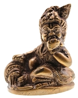 Baby Krishna solid brass statue, antiqued brass