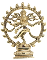 Shiva Nataraja statue, solid brass 6".  Dancing Shiva in the wheel of fire.
