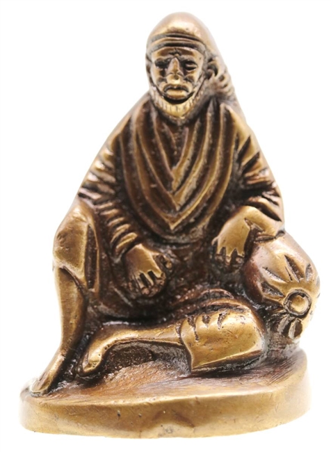 Sai Baba of Shirdi statue 3" x 2" antiqued brass finish