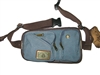 canvas hip pouch, blue, fanny pack, 4 zippered pockets, will hold small cell phone.  Heavy weight canvas.