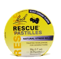 Bach Rescue Remedy pastilles, black currant flavor.  35 pastilles in round tin.