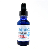 Source 1000 mg CBD oil;  organically grown, hemp-derived, industrial grade and full spectrum. Source CBD tincture is infused in organic coconut oil and sold in glass, one ounce dropper bottles.  CO2 extraction and is non-psychoactive.