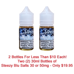 2 x 30ml of Steezy Salts Blue E-Liquid - Hand Made in the USA!