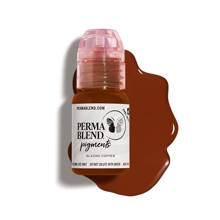 Perma Blend Blazing Copper pigment bottle â€“ vibrant warm copper eyebrow tattoo pigment for bold, long-lasting permanent makeup results