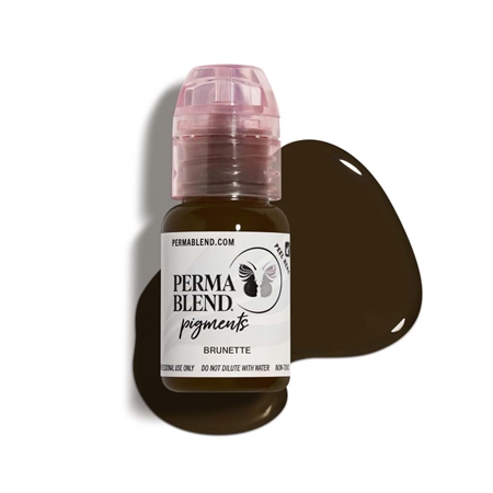 Perma Blend Brunette pigment bottle â€“ neutral medium-to-dark brown eyebrow tattoo pigment for soft, natural permanent makeup results
