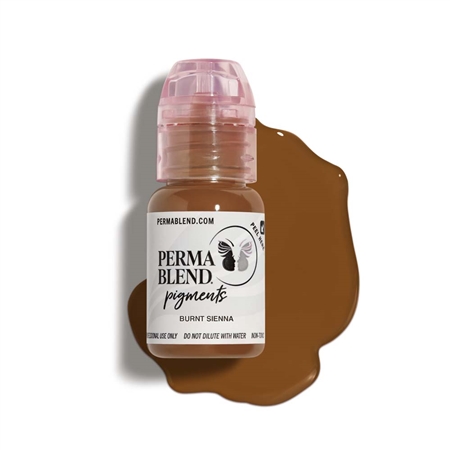 Perma Blend Burnt Sienna pigment bottle â€“ warm reddish-brown eyebrow tattoo pigment for vibrant, long-lasting permanent makeup results