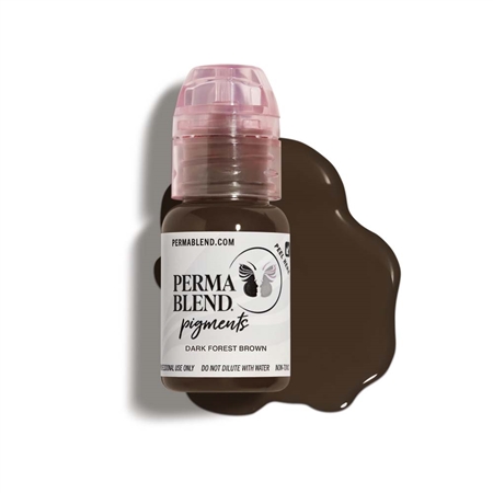 Perma Blend Dark Forest Brown pigment bottle â€“ deep earthy brown eyebrow tattoo pigment for bold, natural, and long-lasting permanent makeup results