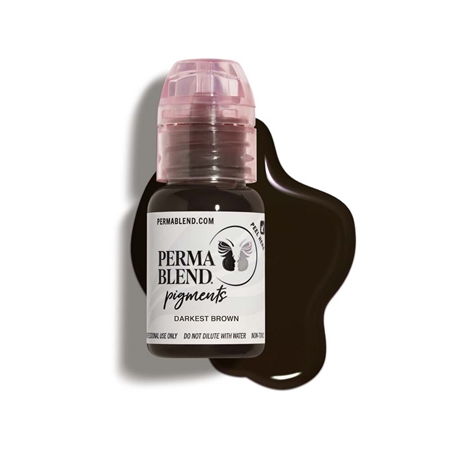 Perma Blend Darkest Brown pigment bottle â€“ ultra-deep brown eyebrow tattoo pigment for bold, defined, and long-lasting permanent makeup results