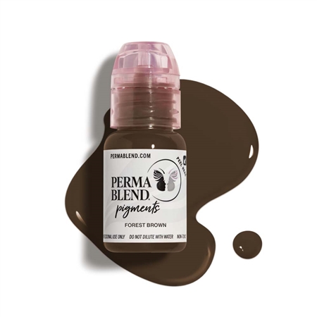 Perma Blend Forest Brown pigment bottle â€“ neutral earthy brown eyebrow tattoo pigment for soft, natural, and long-lasting permanent makeup results