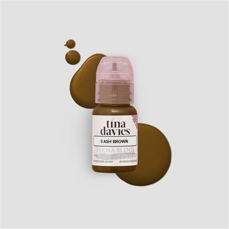 Tina Davies Ash Brown pigment bottle â€“ cool tone eyebrow tattoo pigment for natural, healed permanent makeup results