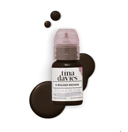 Tina Davies Bolder Brown pigment bottle â€“ warm medium-to-dark brown eyebrow tattoo pigment for bold, defined permanent makeup results