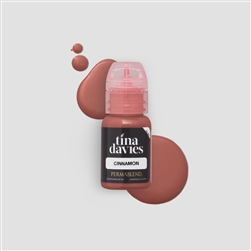 Tina Davies Cinnamon pigment bottle â€“ warm reddish-brown eyebrow tattoo pigment for natural, long-lasting permanent makeup results