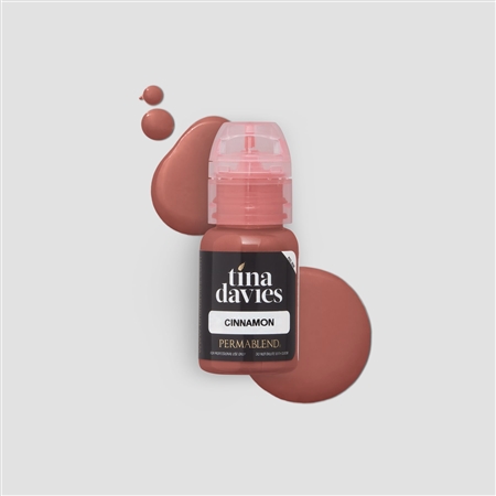 Tina Davies Cinnamon pigment bottle â€“ warm reddish-brown eyebrow tattoo pigment for natural, long-lasting permanent makeup results