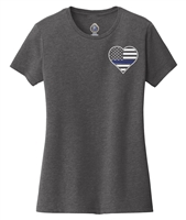 Women's Heather T-Shirt - Thin Blue Line Heart